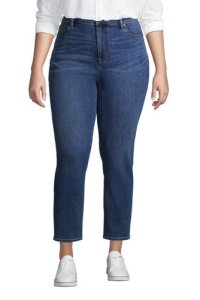 Lands End - High waisted slim ankle jeans, women, size: 24 plus, blue, spandex, by lands' end