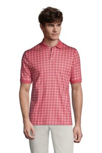 Lands End - Jacquard supima polo shirt, men, size: 34 - 36 regular, red, cotton, by lands' end