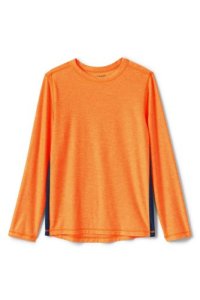 Lands' End Boys' Long Sleeve Performance T-Shirt - 8-9 years, Orange