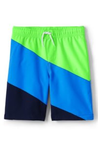 Lands' End Boys' Swim Shorts, Diagonal Colourblock - 10-11 years