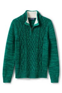Lands' End Boys' Zip-neck Cable Cotton Jumper - 13-14 years