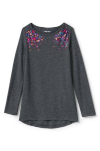 Lands' End Girls' Graphic Gathered Shoulder Tunic Top - 10-11 years