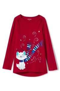 Lands' End Girls' Graphic Gathered Shoulder Tunic Top - 13-14 years