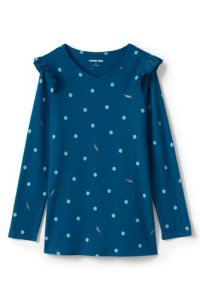 Lands End - Lands' end girls' pattern ruffle shoulder tunic top - 10-12 years