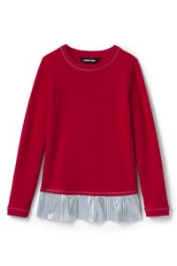 Lands' End Girls' Shimmer Ruffle Hem Sweatshirt - 10-12 years