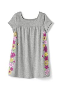 Lands' End Girls' Short Sleeve Flower Graphic Tunic Top - 8-9 years
