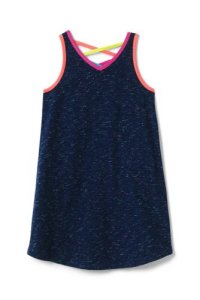 Lands' End Little Girls' Multicolour Lattice Back Sun Dress - 4 years, Blue