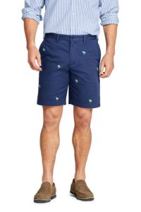Lands' End Men's Embroidered Stretch Chino Shorts - 32