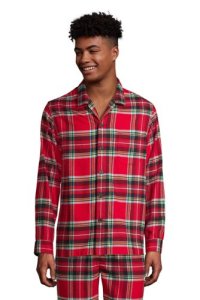 Lands' End Men's Flannel Pyjama Shirt - 46-48, Red