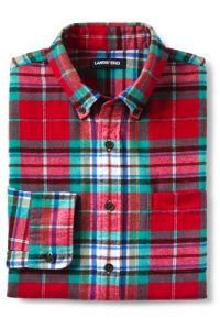 Lands' End Men's Flannel Shirt, Tailored Fit - 34 - 36, Red