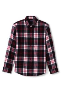 Lands' End Men's Flannel Shirt, Tailored Fit - 38-40, Black