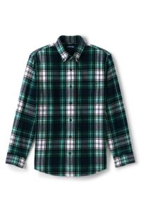 Lands' End Men's Flannel Shirt, Tailored Fit - 38-40, Green