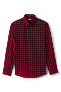 Lands' End Men's Flannel Shirt, Tailored Fit - 42-44, Black