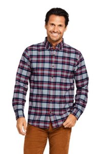 Lands' End Men's Flannel Shirt, Traditional Fit - 46-48