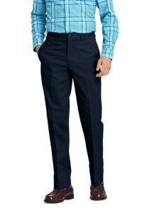 Lands End - Lands' end men's flat front non-iron chinos, traditional fit - 32, blue
