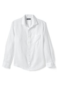 Lands' End Men's Long Sleeve Spread Collar Linen Shirt - 38-40