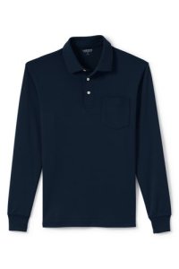 Lands' End Men's Long Sleeve Supima Polo Shirt with Pocket - 46-48
