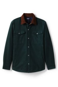Lands' End Men's Moleskin Shirt Jacket - 34-36, Green