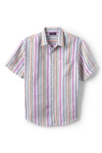 Lands' End Men's Short Sleeve Linen Shirt - 34 - 36