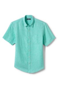 Lands' End Men's Short Sleeve Linen Shirt - 46-48