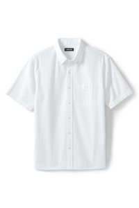 Lands End - Lands' end men's short sleeve seersucker cotton shirt - 34 - 36, white