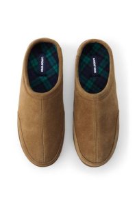 Lands' End Men's Suede Slippers with Flannel Lining - 8