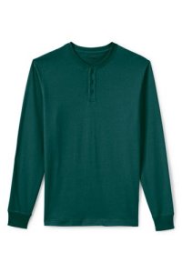 Lands' End Men's Super-T Henley Long Sleeve T-shirt - 34-36, Green