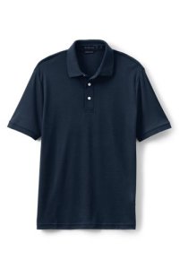 Lands' End Men's Supima Polo Shirt, Tailored Fit - 34 - 36, Blue
