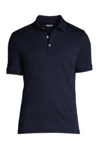 Supima Polo Shirt, Tailored Fit, Men, Size: 38-40 Regular, Blue, Cotton, by Lands' End