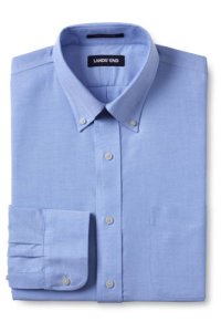 Lands' End Men's Tailored Fit Easy-iron Button-down Supima Oxford Shirt - 16/35, Blue