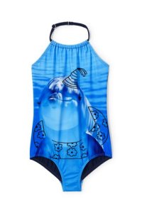 Lands' End Toddler Girls' Beachcomber Halterneck Graphic Swimsuit - 18 - 24 months