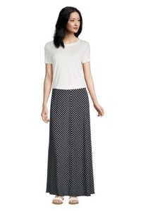 Lands' End Women's Cotton-modal Jersey Maxi Skirt in Stripe - 20