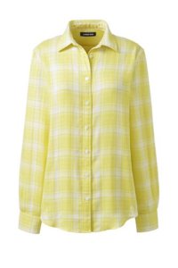 Lands' End Women's Doublecloth Checked Shirt - 10