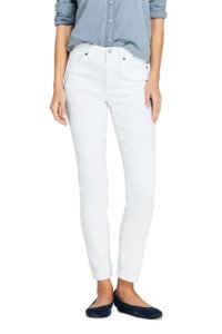 Lands' End Women's High Waisted Slim Straight Ankle White Jeans - 8