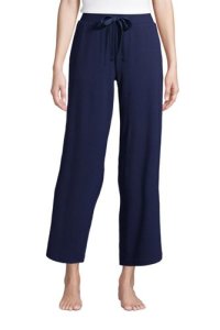 Lands' End Women's Jersey Wide Leg Cropped Pyjamas Bottoms - 10 12, Blue