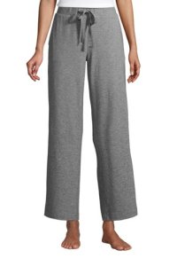 Lands' End Women's Jersey Wide Leg Cropped Pyjamas Bottoms - 14-16, Grey
