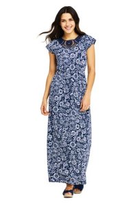 Lands' End Women's Lace Detail Patterned Maxi Dress - 8