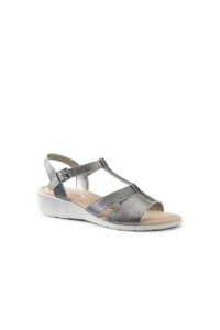 Lands' End Women's Leather Comfort Wedge Sandals - 4.5
