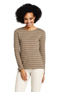 Lands' End Women's Long Sleeve Cotton-modal Striped Crew Neck T-shirt - 20