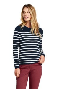 Lands End - Lands' end women's long sleeve stripe cashmere jumper - 8