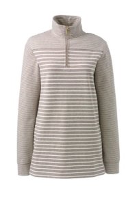 Lands End - Lands' end women's mixed stripe french terry half-zip sweatshirt tunic - 14-16