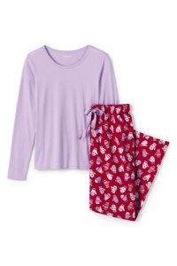Lands' End Women's Patterned Flannel Pyjama Gift Set - 20, Red
