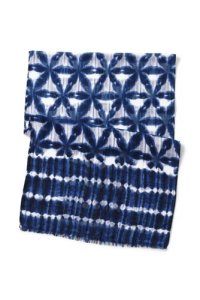 Lands End - Lands' end women's patterned scarf with eyelash fringe, blue
