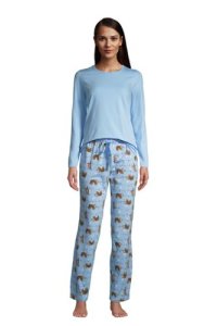 Lands' End Women's Petite Patterned Pyjama Set - 8, Blue