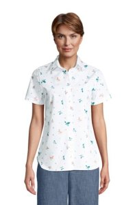 Lands' End Women's Petite Print Supima Non-iron Short Sleeve Shirt - 8