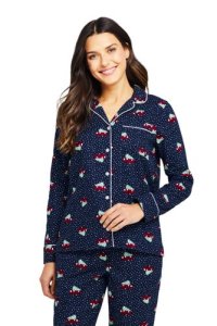 Lands' End Women's Plaid Flannel Pyjama Top - 10 12