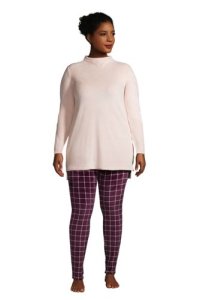 Lands' End Women's Plus Cosy Pyjama Set with Print Leggings - 20-22, Purple