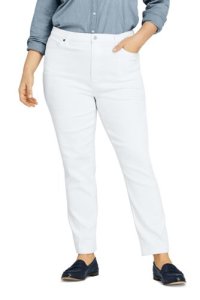 Lands' End Women's Plus High Waisted Slim Straight Ankle White Jeans - 20