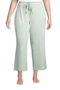 Lands' End Women's Plus Jersey Wide Leg Cropped Pyjamas Bottoms - 20-22, Green