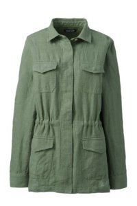 Lands' End Women's Plus Linen Utility Jacket - 20-22, Green